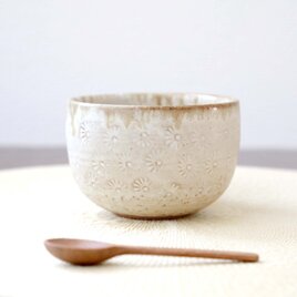 赤陶土と菊の印花のお湯のみ 縁飴