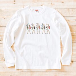 長袖Tシャツ『アサガオ持って帰る』男女兼用 ロンT 花 ホワイト