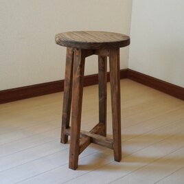 落ち着いたブラウンの丸椅子（直径28cm／高さ50cm）サイズオーダー可　スツール