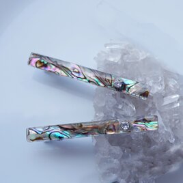 虹色の光沢★アバロンシェルのヘアクリップ　～人魚の髪飾り