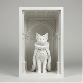 猫（オシキャット）の3Dプリント ブックヌーク 白PLA 本棚インテリア