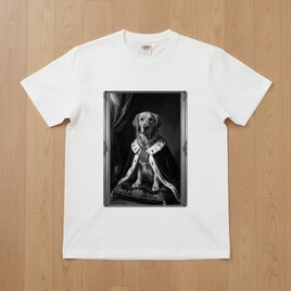 ゴールデンレトリバー半袖Tシャツ ルネサンス風モノクロ ホワイト 男女兼用