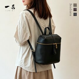 上質本革製 2WAY リュック軽量 小物収納充実 新作　人気バッグ　レディースリュック ブラック　S69