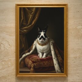 うさぎ（ダッチ）のルネサンス風肖像画 油絵風アートA3額装インテリア壁掛け