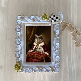 猫の花に囲まれた油絵風アート A4額装インテリア壁掛け | iichi 日々の