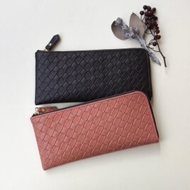 ツイード模様のスリムな長財布 L字型 ベージュ | iichi 日々の暮らしを