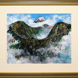 Flowers」(NO.2604) 6号F アクリル絵の具 額付き 送料無料 画像を
