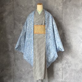 在庫SALE 0021 型染め 菊文様 190cm 目の粗い木綿 藍染 / 古布 古裂