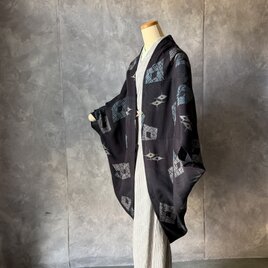 c0003 牡丹紋様錦紗縮緬ハギレ100cm☆古布・古裂/絞り/錦紗ちりめん