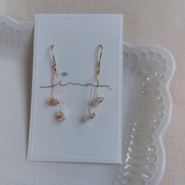 14kgf オレンジカラー淡水パールの春色ナチュラルピアス | iichi 日々