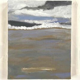 油彩画 原画「近所の風景 高速と空2」アート 絵画 22×27㎝ F3