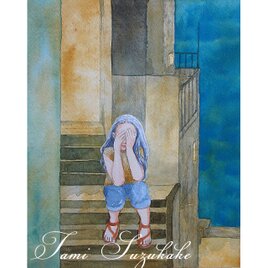 水彩画・原画「小篭とサクランボ」 | iichi 日々の暮らしを心地よく