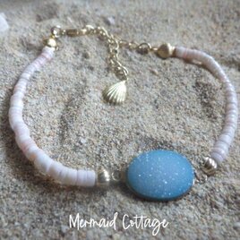 14kgf* Blue Opal Bracelet ブルーオパール ハーフ＆ハーフ☆ゴールド2