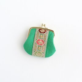 インド刺繍リボンの親子がま口（お財布）綿麻キャンバス/ぷっくり