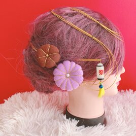和玉☆梅の花☆菊の花☆3点セット☆お祭り髪飾り☆水引髪飾り☆七五三
