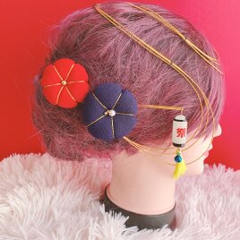 和玉☆梅の花☆菊の花☆3点セット☆お祭り髪飾り☆水引髪飾り☆七五三