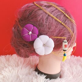 和玉☆梅の花☆菊の花☆3点セット☆お祭り髪飾り☆水引髪飾り☆七五三