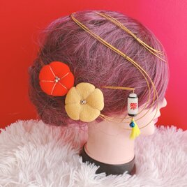 和玉☆パールお花☆3点セット☆お祭り髪飾り☆水引髪飾り☆七五三
