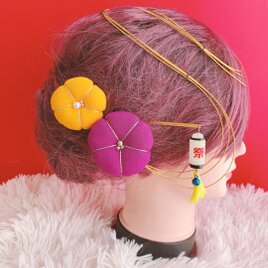 和玉☆梅の花☆菊の花☆3点セット☆お祭り髪飾り☆水引髪飾り☆七五三
