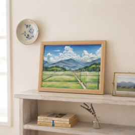 油絵 原画【群青のトパーズ】あじさい 紫陽花 絵画 インテリア 額なし
