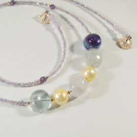 まとめ専用本真珠　淡水バロックパールネックレストップ　紫PT447 本真珠（淡水パール）のネックレス（ナチュラルカラー、ホワイト、セミ