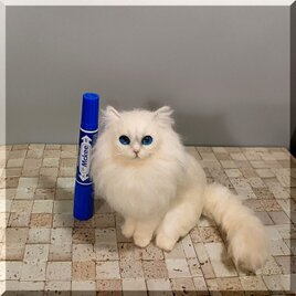 羊毛フェルト 猫 額縁入りアメリカンショートヘアちゃん と お供の