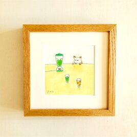 原画・水彩画】「明るい夜」 ※木製額縁入り（18㎝角） | iichi 日々の