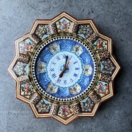 ペルシャの銅皿 飾り皿 壁飾り（ガラムザニー）Φ20cm【GHALAM ZANI