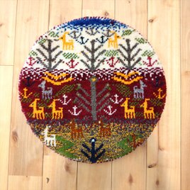 ペルシャ ギャッベ ミニマット ラグ 横39x40㎝ ラクダ 黄金色 T3928G