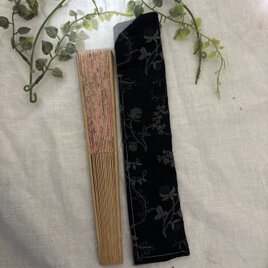 ハンドメイド♡メガネケース♡リネン紺蝶々刺繍柄♡♡普通タイプ