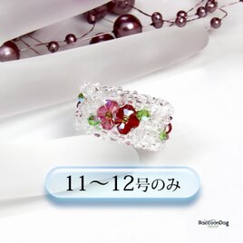 再販）7色のお花のブレスレット【ガラスフラワーのビーズブレスレット