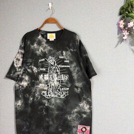 タイダイ染め 七分袖チュニック 優しいグリーンに幻想的な曼荼羅模様 