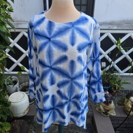 着物リメイク 古布 手作り 書生絣 雪ん子 型染 パッチ ワンピース 