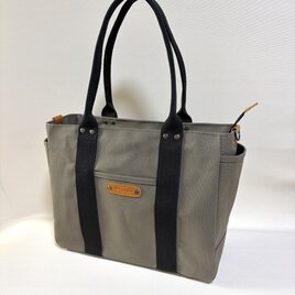 8号帆布 前後ポケット付き ラウンドトートバッグ (A4対応/肩掛け) A4対応・8ポケット】荷物が迷子にならない 8号帆布トートバッグ