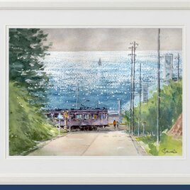 水彩画原画 江ノ電・鎌倉高校前駅改札口 ＃674 | iichi 日々の暮らしを
