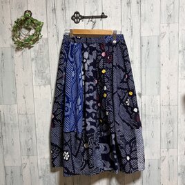 ☆青紫の総絞の振袖から カシュクールワンピース＆ストール 着物