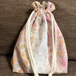 丸い巾着 小物入れ 花柄ネイビー | iichi 日々の暮らしを心地よくする