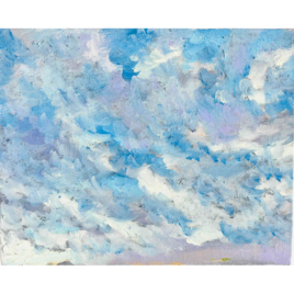 油彩画 原画「近所の風景 堤防 20262」アート 絵画 22×27㎝ F3