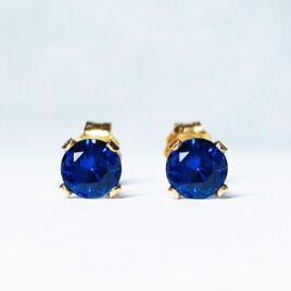廃盤レア◆希少✧ブルーフォッシルコーラルピアス✧ブルースピネル/サファイア 大粒の輝き。ブルースピネル(6mm)・ピアス [送料無料] | iichi 日々の