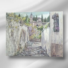 楽しい窓辺（水彩画、原画、スペイン、グラナダ 、額付き） | iichi