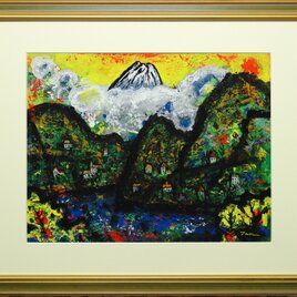 Flowers」(NO.2604) 6号F アクリル絵の具 額付き 送料無料 画像を