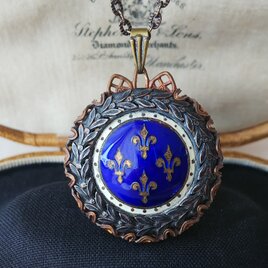 ヴィンテージ 勿忘草（40×30㎜）Silverカラーセッティング ネックレス