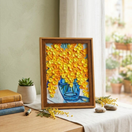 油絵 絵画【青の情景 〜富士と紫陽花の咲く丘〜】油彩画 風景画