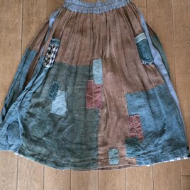 着物リメイク 手作り 絣 パッチワーク ティアードスカート | iichi