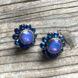 宝石質】*14kgf*Swirl and Opal プレシャスオパールの渦巻きピアス☆槌