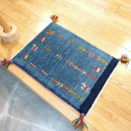 ペルシャ絨毯 ナイン産 マット パープル 80×50cm 高級手織りラグ