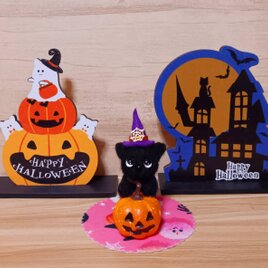 ハロウィン 羊毛フェルト トイプードル パンプキン バスケット付きです ハロウィン 羊毛フェルト トイプードル パンプキン バスケット付きです