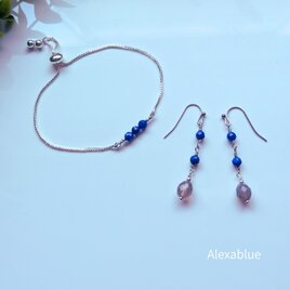 4way オニキスフラワーピアス スモーキークォーツ 8月誕生石ピアス