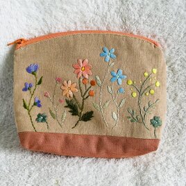 花刺繍の巾着～花とサクランボ～ | iichi 日々の暮らしを心地よくする