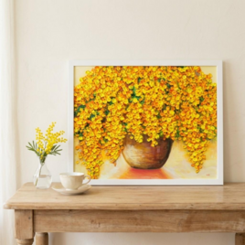 油絵 【百花繚乱の夜に】 原画 絵画 『花火』 風景画 手書き 額付き 夏
